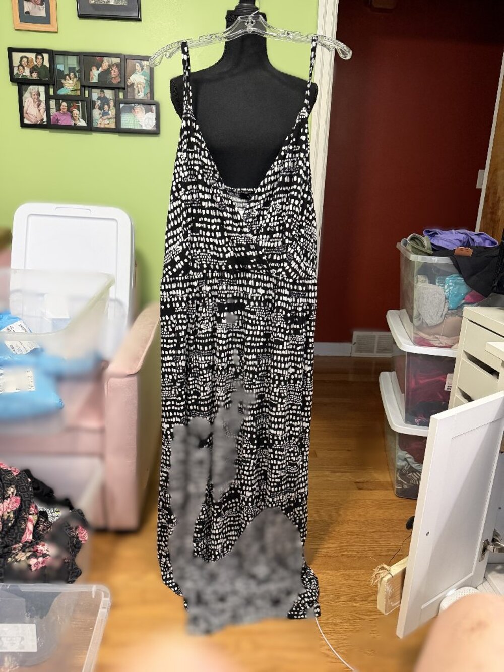 Ellos Black and White Spaghetti Strap Long Dress 3X (30/32) NWT